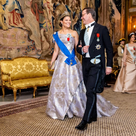 La princesse Victoria de Suède et le prince Daniel - Dîner d'Etat pour la visite du président Emmanuel Macron et de sa femme Brigitte, Stockholm, Suède, 30 janvier 2024.