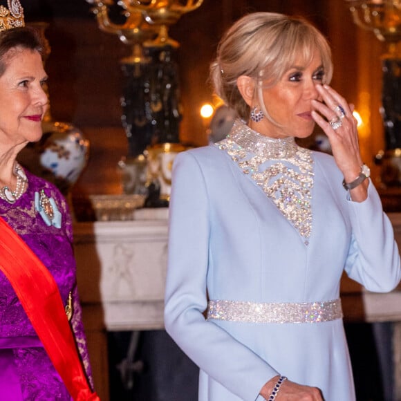 Brigitte Macron - Dîner d'Etat pour la visite du président Emmanuel Macron et de sa femme Brigitte, Stockholm, Suède, 30 janvier 2024.