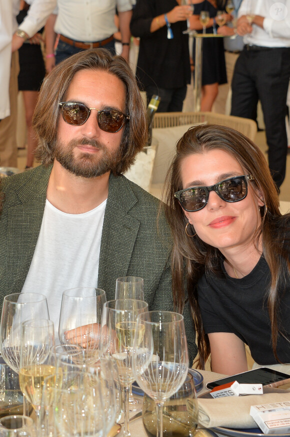 Exclusif - Charlotte Casiraghi-Rassam et son mari Dimitri Rassam dans la tente VIP lors du Longines Paris Eiffel Jumping au Champ de Mars à Paris, le samedi 6 juillet 2019. © Veeren-Ramsamy/Bestimage 