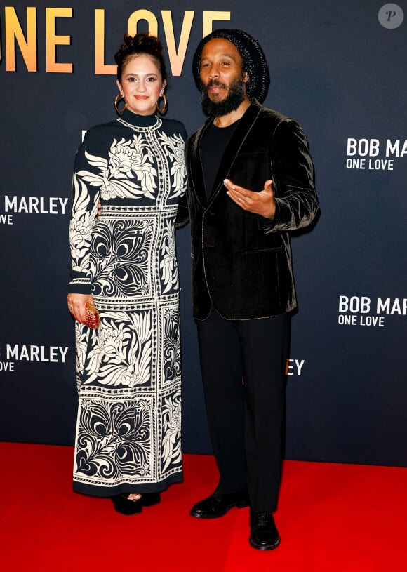 Ziggy Marley et sa femme Orly - Première du film "Bob Marley One Love" au Grand Rex à Paris le 1 fevrier 2024. © Coadic Guirec/Bestimage 