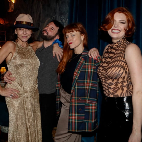 Exclusif - Sandra Sisley, Rudy Cellini, Alexandra Cismondi, Elodie Frégé - Première édition de la soirée "Les jeudis de Sandra" au Café Lapérouse à Paris le 1er février 2024. © Christophe Clovis / Bestimage 