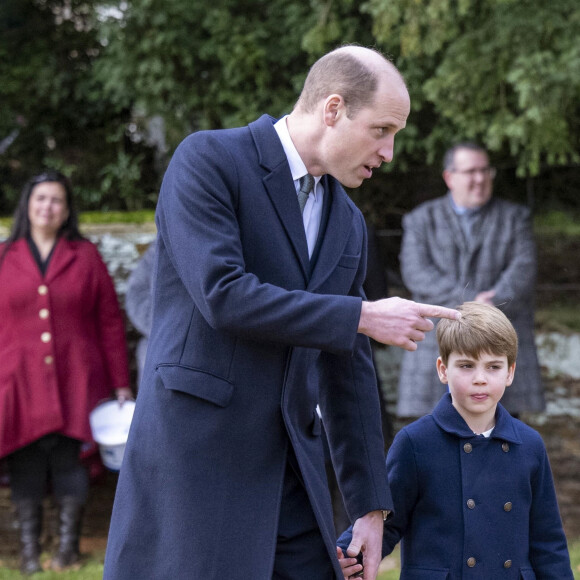 Le prince William et le prince Louis - Les membres de la famille royale britannique lors de la messe du matin de Noël en l'église St-Mary Magdalene à Sandringham, le 25 décembre 2023.