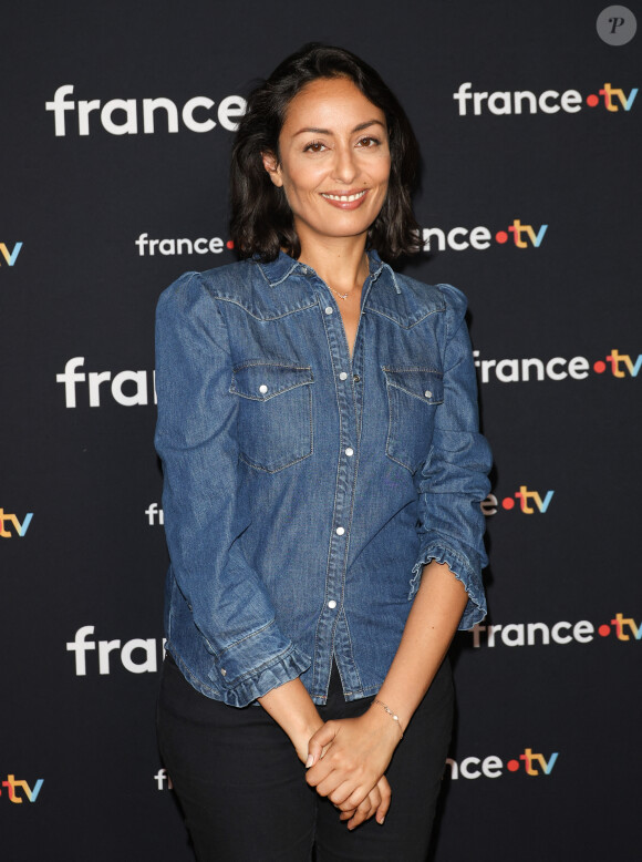 Leïla Kaddour-Boudadi au photocall pour la conférence de presse de rentrée de France TV à la Grande Halle de la Villette à Paris, France, le 11 juillet 2023. © Coadic Guirec/Bestimage