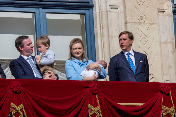 Le grand duc héritier Guillaume de Luxembourg, le prince Charles, la princesse Stephanie, le prince Louis - Procession de clôture de l'Octave 2023 à Luxembourg après la messe pontificale le 14 mai 2023. 