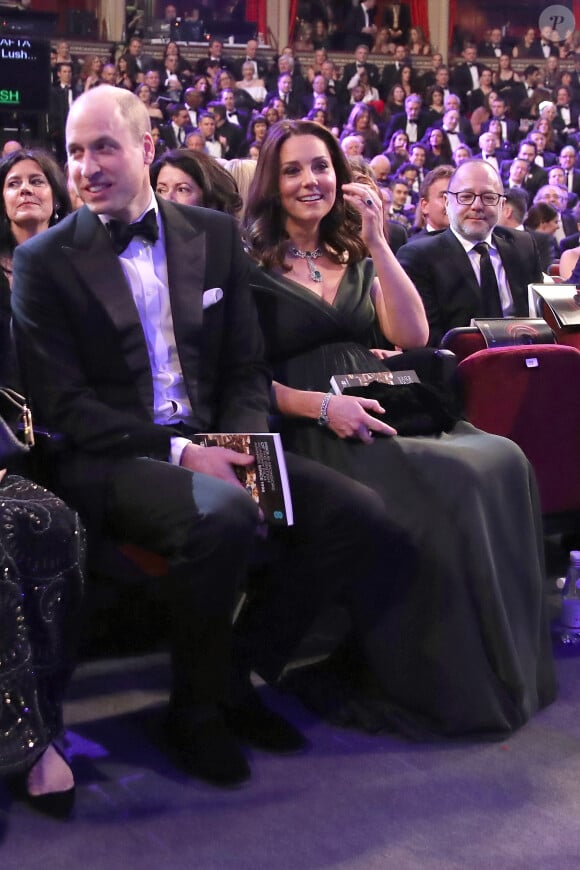 Le prince William et Catherine Kate Middleton la duchesse de Cambridge (enceinte) lors de la 71ème cérémonie des British Academy Film Awards (BAFTA) au Royal Abert Hall à Londres, le 18 février 2018. 