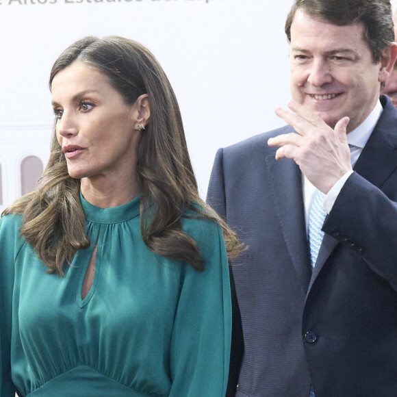 La reine Letizia d'Espagne visite l'exposition de l'héritage de Carmen Martín Gaite au Centre International de Langue Espagnole à Salamanque, le 20 février 2024. La reine a visité l'exposition de l'héritage de Carmen Martín Gaite, à l'occasion de la proclamation du prix "Art 2024", de la Fondation Princesse de Gérone, dans le cadre de la deuxième étape du "Tour des talents". 