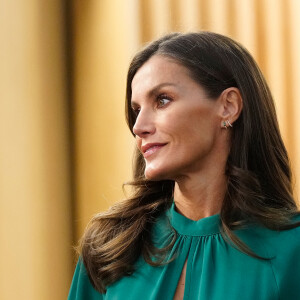 La reine Letizia d'Espagne visite l'exposition de l'héritage de Carmen Martín Gaite au Centre International de Langue Espagnole à Salamanque, le 20 février 2024. La reine a visité l'exposition de l'héritage de Carmen Martín Gaite, à l'occasion de la proclamation du prix "Art 2024", de la Fondation Princesse de Gérone, dans le cadre de la deuxième étape du "Tour des talents". 