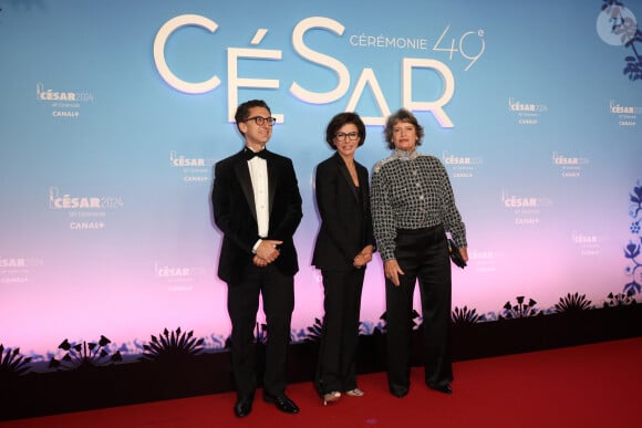 Maxime Saada, Rachida Dati, ministre de la Culture, Véronique Cayla, présidente de l’académie des César - Photocall de la 49ème édition de la cérémonie des César à l’Olympia à Paris le 23 février 2024 © Dominique Jacovides / Olivier Borde / Bestimage