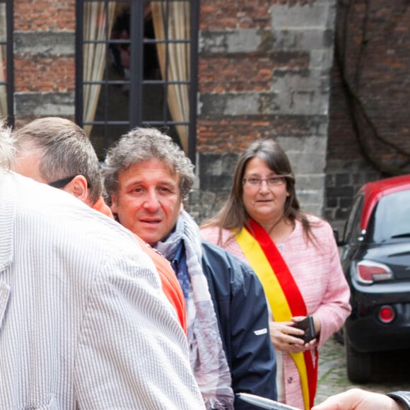 Exclusif - Gérard Depardieu arrive au théâtre Royal lors de sa tournée "Depardieu chante Barbara" à Mons en Belgique le 6 avril 2019. 