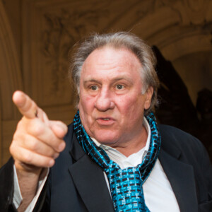 Gérard Depardieu explose de colère face à une journaliste de RTL qui lui posait des questions trop privées, lors d'une cérémonie à l'hôtel de Ville de Bruxelles, honorant sa carrière cinématographique. Belgique, Bruxelles, 25 juin 2018. 