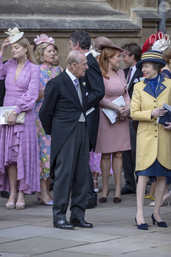 Le prince Philip, duc d'Edimbourg, la princesse Anne - Mariage de Lady Gabriella Windsor avec Thomas Kingston dans la chapelle Saint-Georges du château de Windsor le 18 mai 2019. 