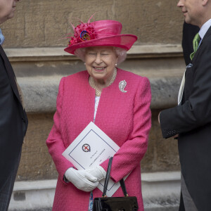 La famille royale y avait assisté, notamment la reine Elizabeth II et certains de ses enfants.
La reine Elisabeth II d'Angleterre, - Mariage de Lady Gabriella Windsor avec Thomas Kingston dans la chapelle Saint-Georges du château de Windsor le 18 mai 2019. 
