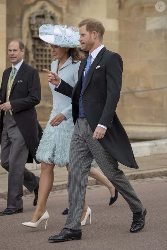 Lady Frederick Windsor et le prince Harry - Mariage de Lady Gabriella Windsor avec Thomas Kingston dans la chapelle Saint-Georges du château de Windsor le 18 mai 2019. 