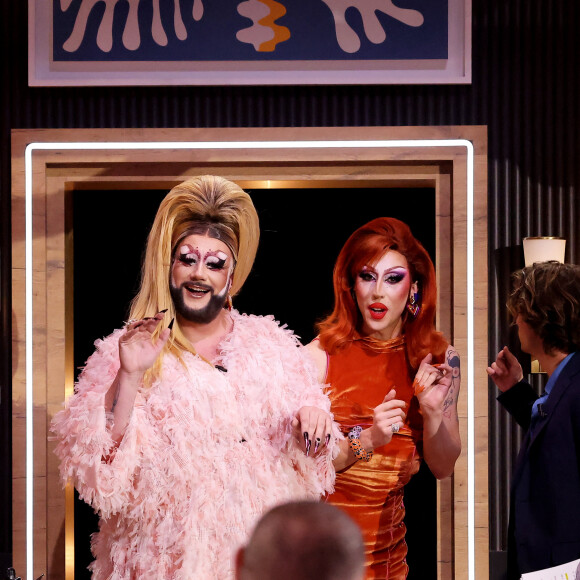 Exclusif - La Big Bertha, Paloma, Bertrand Chameroy lors de l'enregistrement de la nouvelle émission "Bertrand n'a pas sommeil", présentée par B.Chameroy et diffusée le 8 mars à 22h50 sur France 2 © Dominique Jacovides / Bestimage
