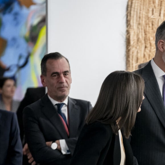 Le roi Felipe VI et la reine Letizia d'Espagne lors de l'inauguration de l'ARCO (Salon d'Art Contemporain) à Madrid. Le 6 mars 2024 