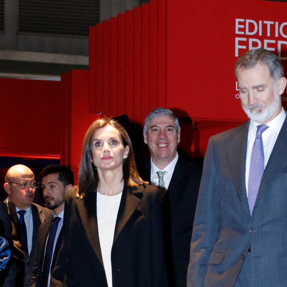 Le roi Felipe VI et la reine Letizia d'Espagne lors de l'inauguration de l'ARCO (Salon d'Art Contemporain) à Madrid. Le 6 mars 2024 