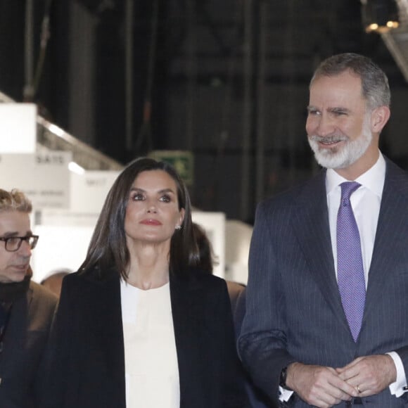 Le roi Felipe VI et la reine Letizia d'Espagne lors de l'inauguration de l'ARCO (Salon d'Art Contemporain) à Madrid. Le 6 mars 2024 