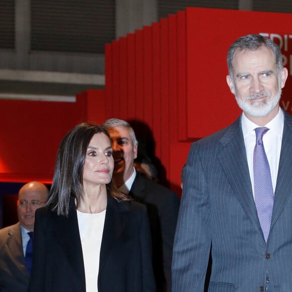 Le roi Felipe VI et la reine Letizia d'Espagne lors de l'inauguration de l'ARCO (Salon d'Art Contemporain) à Madrid. Le 6 mars 2024 