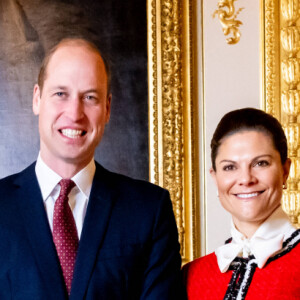 La princesse Victoria et le prince Daniel de Suède reçus par Le prince William, prince de Galles, et Catherine (Kate) Middleton, princesse de Galles, au château de Windsor, le 30 novembre 2023. 