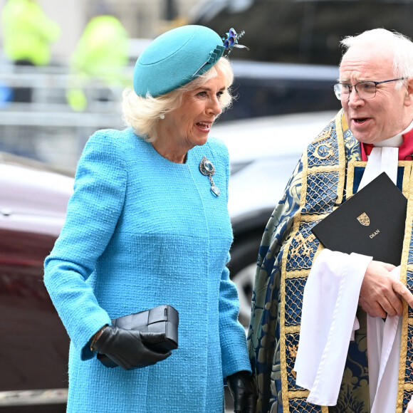 Pour le 75e anniversaire du Commonwealth.
Camilla Parker Bowles, reine consort d'Angleterre - La famille royale britannique et les invités assistent au service de célébration de la Journée du Commonwealth à l'abbaye de Westminster de Londres, Royaume Uni, le 11 mars 2024.