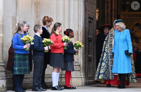 Camilla Parker Bowles, reine consort d'Angleterre - La famille royale britannique et les invités assistent au service de célébration de la Journée du Commonwealth à l'abbaye de Westminster de Londres, Royaume Uni, le 11 mars 2024. 