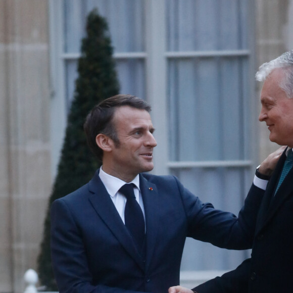 Emmanuel Macron, Gitanas Nauseda - Emmanuel Macron, président de la République française reçoit Gitanas Nauseda, président de la république de Lituanie au palais de l'Elysée à Paris, France, le 12 mars 2024. © Christophe Clovis / Bestimage