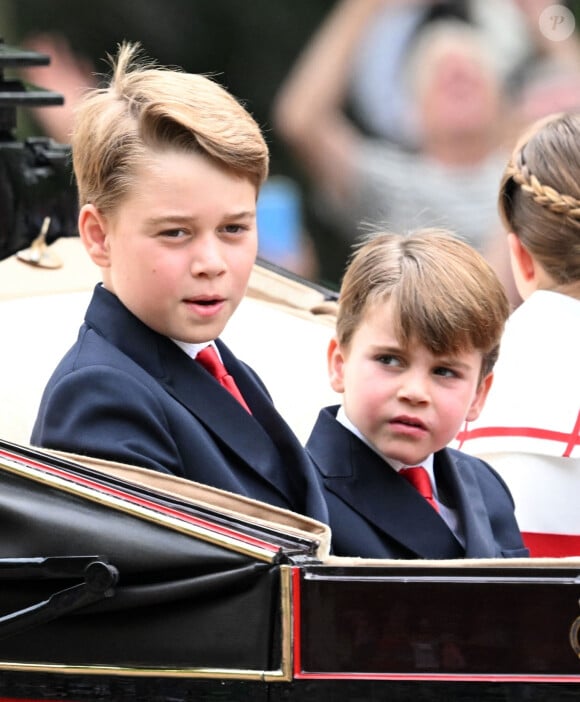 Le prince George, le prince Louis de Galles - La famille royale d'Angleterre lors du défilé "Trooping the Colour" à Londres. Le 17 juin 2023 