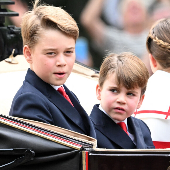 Le prince George, le prince Louis de Galles - La famille royale d'Angleterre lors du défilé "Trooping the Colour" à Londres. Le 17 juin 2023 