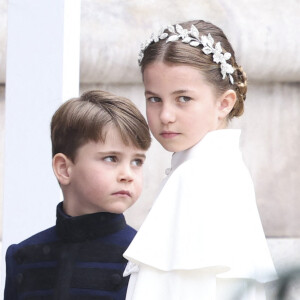 La princesse Charlotte de Galles, le prince Louis de Galles lors de la cérémonie de couronnement du roi d'Angleterre à Londres, Royaume Uni, le 6 mai 2023. 