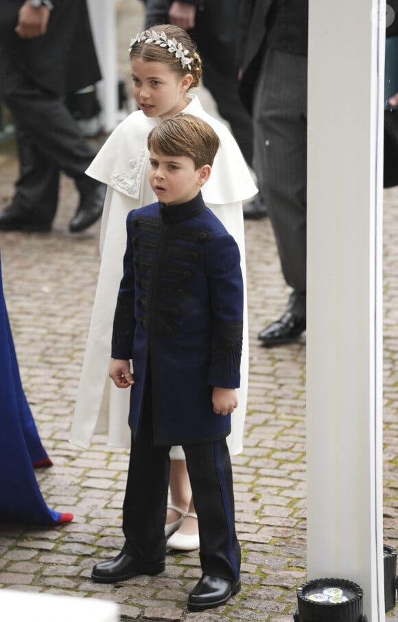 La princesse Charlotte de Galles et Le prince Louis de Galles - Les invités arrivent à la cérémonie de couronnement du roi d'Angleterre à l'abbaye de Westminster de Londres, Royaume Uni, le 6 mai 2023. 