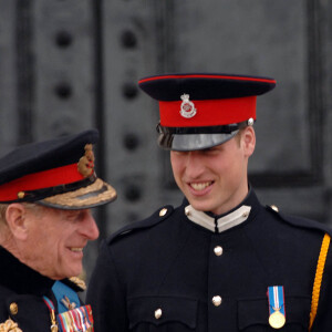 Archives - Le prince Philip, duc d'Edimbourg, le prince William et le prince Harry. @ Anwar Hussein / Avalon