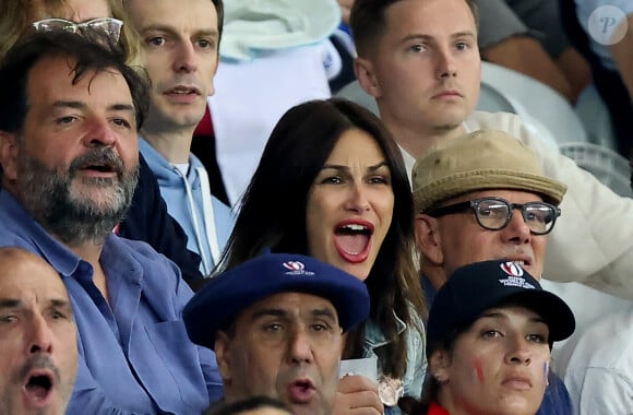 Helena Noguerra dans les tribunes lors du match de Poule A de la Coupe du Monde de Rugby France 2023 entre la France et l'Uruguay (27-12) au stade Pierre-Mauroy à Lille le 14 septembre 2023. © Cyril Moreau-Dominique Jacovides/Bestimage