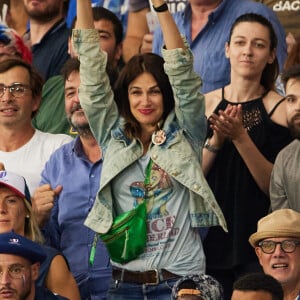 Helena Noguerra dans les tribunes lors du match de Poule A de la Coupe du Monde de Rugby France 2023 entre la France et l'Uruguay (27-12) au stade Pierre-Mauroy à Lille le 14 septembre 2023. © Cyril Moreau-Dominique Jacovides/Bestimage