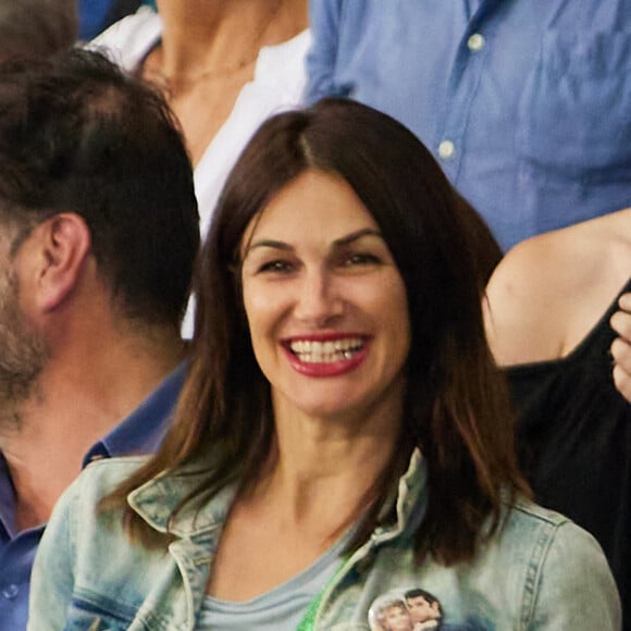 Helena Noguerra dans les tribunes lors du match de Poule A de la Coupe du Monde de Rugby France 2023 entre la France et l'Uruguay (27-12) au stade Pierre-Mauroy à Lille le 14 septembre 2023. © Cyril Moreau-Dominique Jacovides/Bestimage