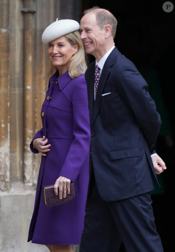Sophie Rhys-Jones, duchesse d'Edimbourg, le prince Edward, duc d'Edimbourg - Les membres de la famille royale britannique arrivent à la chapelle Saint-George pour assister à la messe de Pâques. Windsor, le 31 mars 2024.