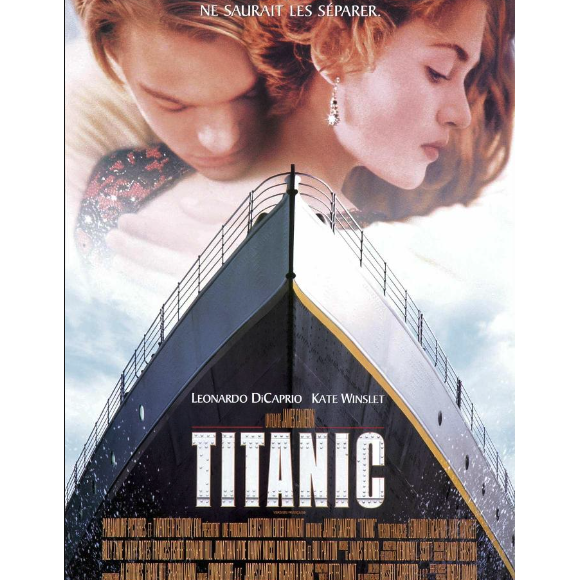 Le film Titanic est mis en lumière dans "L'Art de James Cameron", la nouvelle exposition de la Cinémathèque Française, du 4 avril 2024 au 5 janvier 2025.
Affice du film "Titanic", de James Cameron.