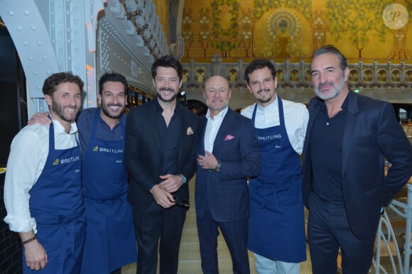 Julien Duboué (saison 5 de Top Chef), Denny Imbroisi (saison 3 de Top Chef), Alvaro Morte (La casa de papel), Georges Kern (Pdg Breitling), Juan Arbelaez (saison 3 de Top Chef), Jean Dujardin - Dîner de charité Breitling à la Samaritaine pour l'association "Premiers de Cordée" à Paris le 4 avril 2024. © Rachid Bellak/Bestimage