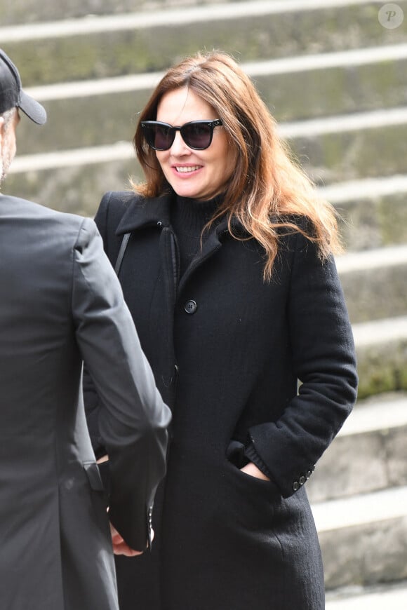 Virginie Ledoyen - Arrivées aux obsèques de Jean-Yves Le Fur en l'église Saint-Roch à Paris, le 6 avril 2024. 