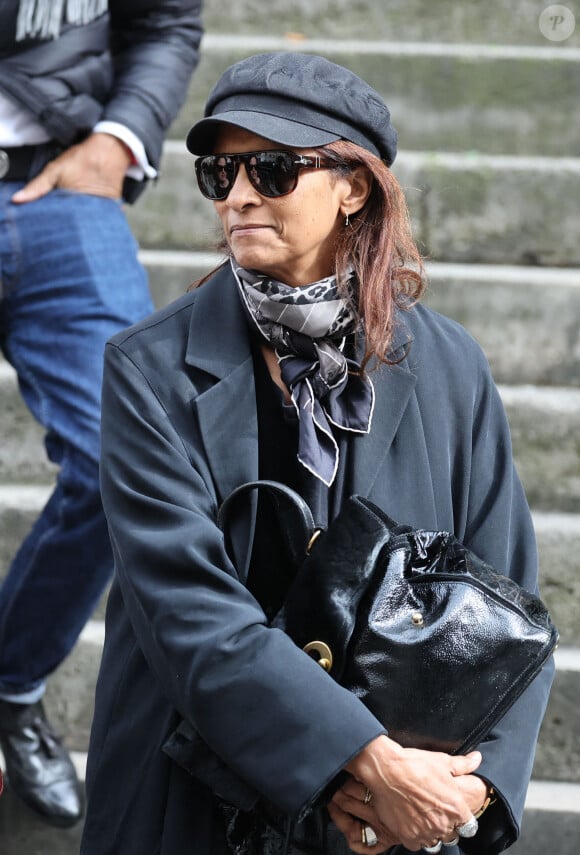 Karine Silla - Arrivées aux obsèques de Jean-Yves Le Fur en l'église Saint-Roch à Paris, le 6 avril 2024. © Jacovides / Moreau / Bestimage  Funeral ceremony for French businessman Jean-Yves Le Fur at Saint Roch Church in Paris, France on April 6, 2024. Jean-Yves Le Fur was a businessman invested in the world of media, died at the age of 59 due to pancreatic cancer. He was former fiance of Princess Stephanie of Monaco and has a son, Diego with French actress and director Maiwenn, and was Kate Moss's godfather at her wedding to Jamie Hince.