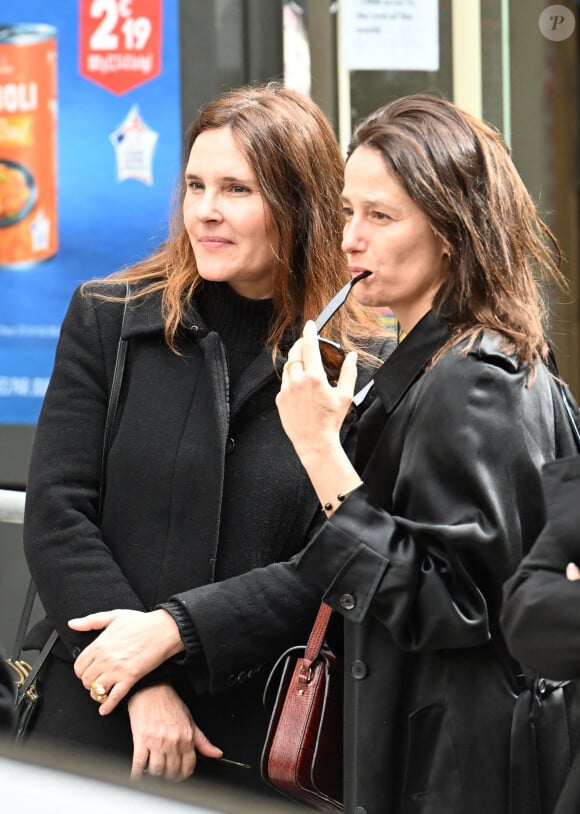 Virginie Ledoyen, Marie Gillain - Sortie des obsèques de Jean-Yves Le Fur en l'église Saint-Roch à Paris, le 6 avril 2024.  Funeral ceremony for French businessman Jean-Yves Le Fur at Saint Roch Church in Paris, France on April 6, 2024. Jean-Yves Le Fur was a businessman invested in the world of media, died at the age of 59 due to pancreatic cancer. He was former fiance of Princess Stephanie of Monaco and has a son, Diego with French actress and director Maiwenn, and was K.Moss’s godfather at her wedding to J.Hince. 