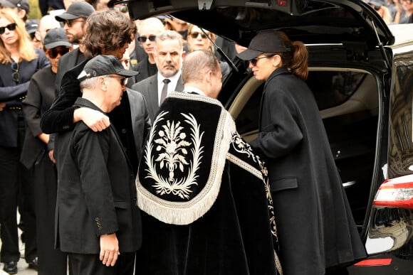 Diego Le Fur et sa mère Maïwenn - Sortie des obsèques de Jean-Yves Le Fur en l'église Saint-Roch à Paris, le 6 avril 2024.  Funeral ceremony for French businessman Jean-Yves Le Fur at Saint Roch Church in Paris, France on April 6, 2024. Jean-Yves Le Fur was a businessman invested in the world of media, died at the age of 59 due to pancreatic cancer. He was former fiance of Princess Stephanie of Monaco and has a son, Diego with French actress and director Maiwenn, and was K.Moss’s godfather at her wedding to J.Hince. 