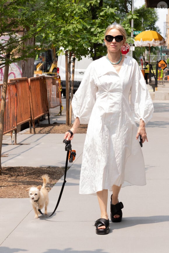 Naomi Watts se promène avec son chien lors d'une journée ensoleillée à New York City, NY, USA, 22 mai 2023. Photo by WavyPeter/Splash News/ABACAPRESS.COM