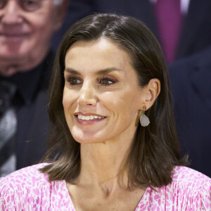 Le roi Felipe et la reine Letizia d'Espagne remettent les prix lors de la cérémonie des médailles d'or du mérite des beaux-arts 2022 au Palais des Congrès à Cadix, le 3 avril 2024. 