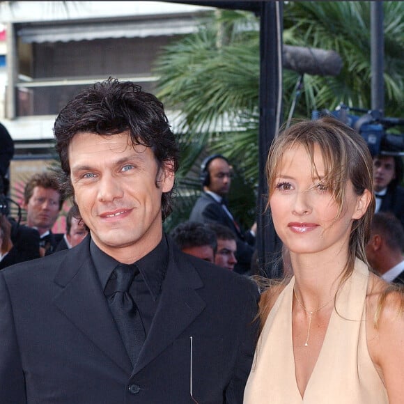 Cannes-France, 19/05/2003. Le chanteur français Marc Lavoine et son ex-épouse Sonia Poniatowski arrivent à la projection de Dogville réalisé par Lars Von Trier en compétition au 56ème Festival de Cannes. Arnal-Hahn-Nebinger/ABACA.