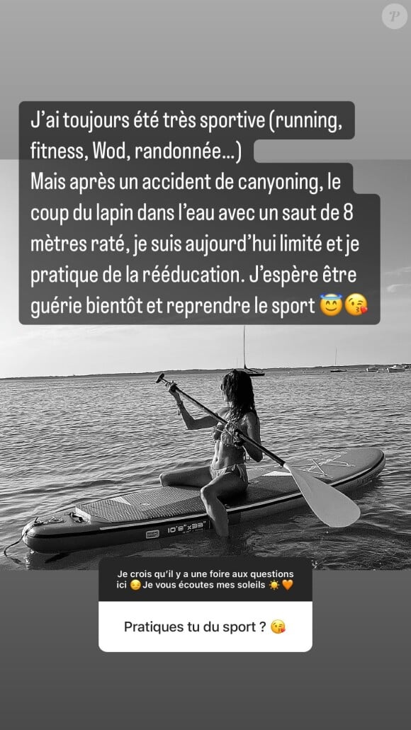 Elle a révélé qu'elle avait été victime d'un accident par le passé