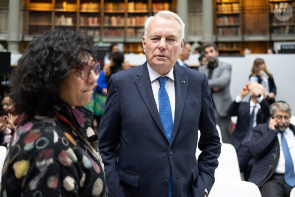 Jean-Marc Ayrault - Le président Emmanuel Macron lors de l'hommage national à Maryse Condé à la Bibliothèque Nationale de France (B.N.F) à Paris le 15 avril 2024. © Raphaël Lafargue / Pool / Bestimage 