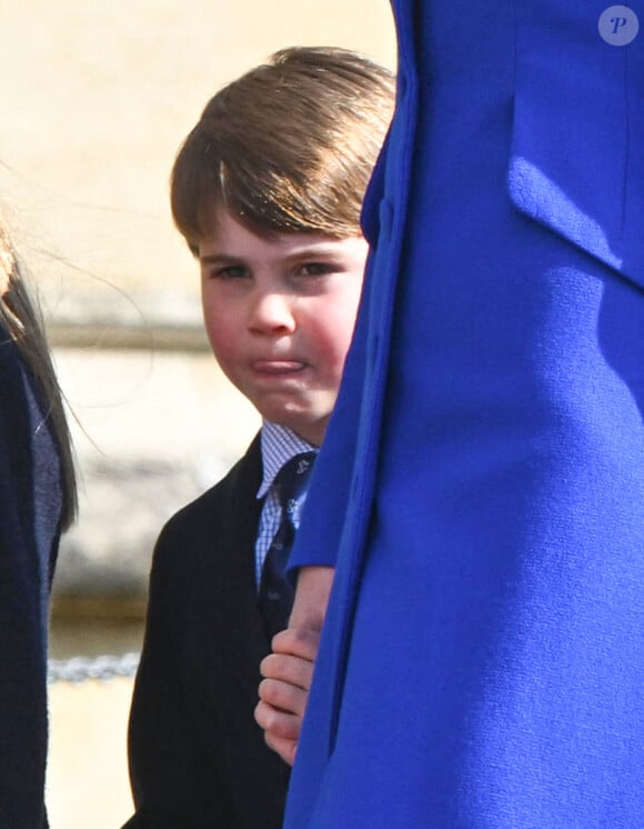 Le prince Louis assiste au service des matines de Pâques à la chapelle St George du château de Windsor dans le Berkshire, Windsor, Royaume-Uni, le 9 avril 2023. Photo par Zak Hussein/Splash News//ABACAPRESS.COM