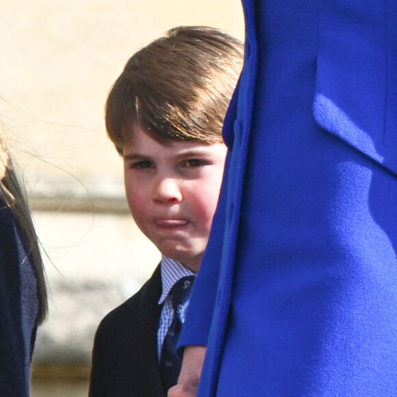 Le prince Louis assiste au service des matines de Pâques à la chapelle St George du château de Windsor dans le Berkshire, Windsor, Royaume-Uni, le 9 avril 2023. Photo par Zak Hussein/Splash News//ABACAPRESS.COM