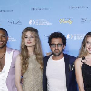 Benjamin Douba Paris, Catherine Davydzenka, Frederic Diefenthal et Lou Ladegaillerie sur le tapis bleu du photocall de la soirée du 62ème Festival de Télévision de Monte-Carlo, à Monaco, le 17 juin 2023. © Denis Guignebourg/BestImage