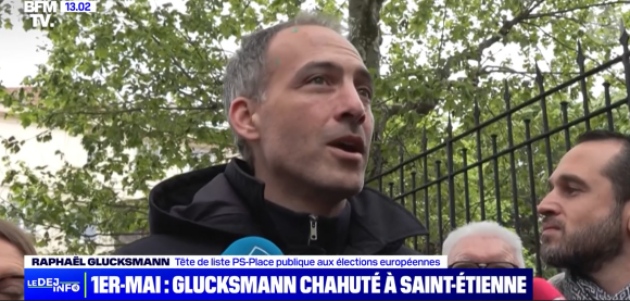 Raphaël Glucksmann en interview pour BFMTV après son agression lors des manifestations à Saint-Etienne, le 1er mai 2024